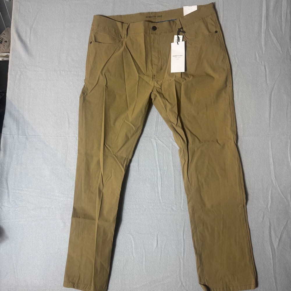 Kenneth Cole New York Mens Slim Fit Tech Pant Ghurka Khaki 38x30 KO9M99GHAEM3